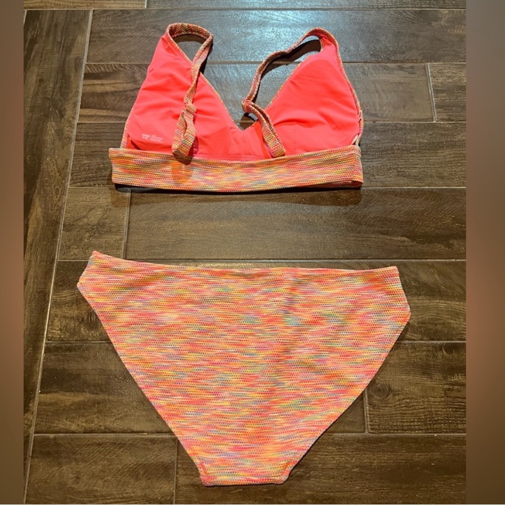 Aerie Colorful Rainbow Ribbed Bikini Top & Bottom Set - Picture 2 of 6